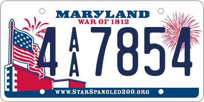 MD license plate 4AA7854
