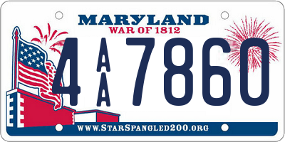 MD license plate 4AA7860