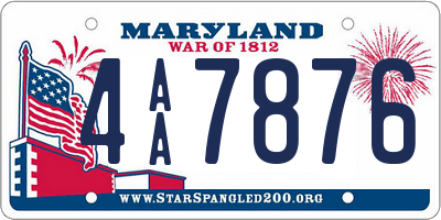 MD license plate 4AA7876