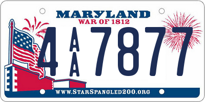 MD license plate 4AA7877