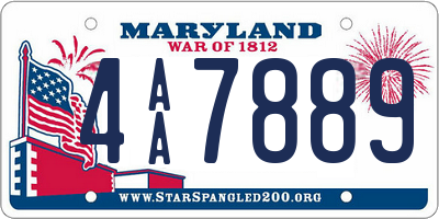 MD license plate 4AA7889
