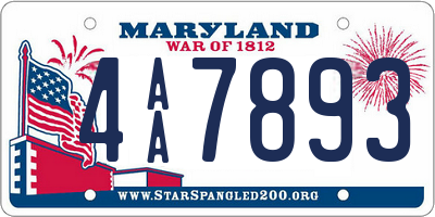 MD license plate 4AA7893