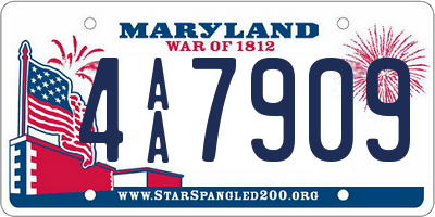 MD license plate 4AA7909
