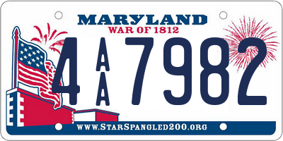 MD license plate 4AA7982