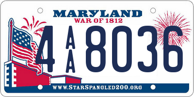 MD license plate 4AA8036