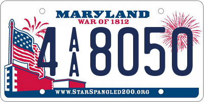MD license plate 4AA8050