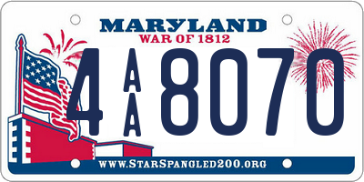 MD license plate 4AA8070
