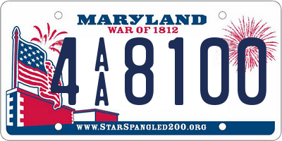 MD license plate 4AA8100