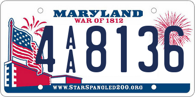 MD license plate 4AA8136