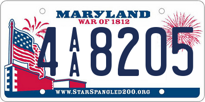 MD license plate 4AA8205