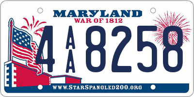 MD license plate 4AA8258