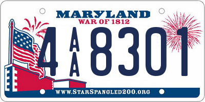 MD license plate 4AA8301