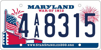 MD license plate 4AA8315