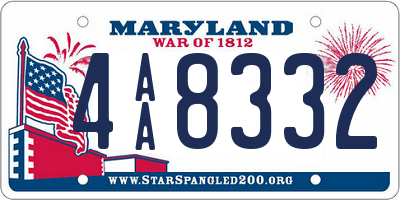 MD license plate 4AA8332