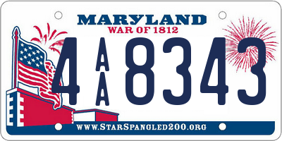 MD license plate 4AA8343