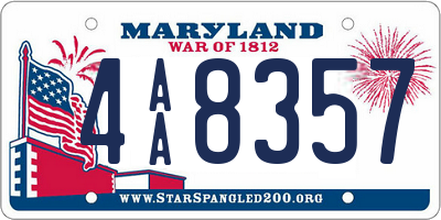 MD license plate 4AA8357