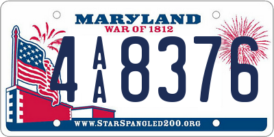 MD license plate 4AA8376