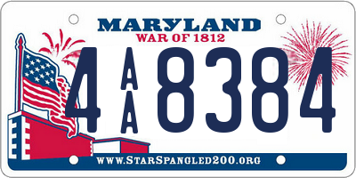 MD license plate 4AA8384