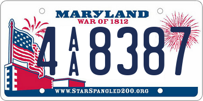 MD license plate 4AA8387