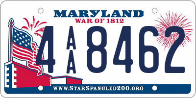 MD license plate 4AA8462