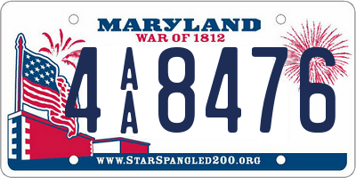 MD license plate 4AA8476