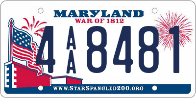 MD license plate 4AA8481