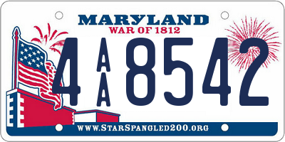 MD license plate 4AA8542