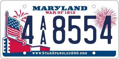 MD license plate 4AA8554