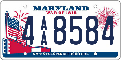 MD license plate 4AA8584