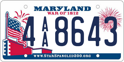 MD license plate 4AA8643