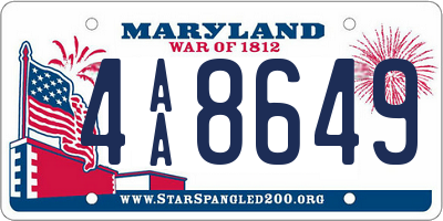 MD license plate 4AA8649