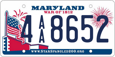 MD license plate 4AA8652