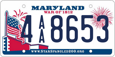 MD license plate 4AA8653