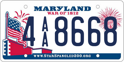 MD license plate 4AA8668