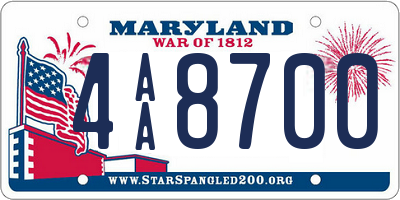 MD license plate 4AA8700