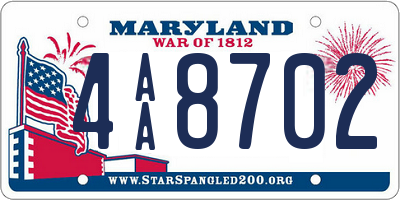 MD license plate 4AA8702