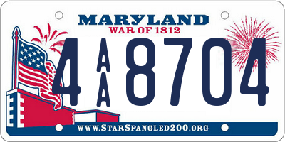 MD license plate 4AA8704