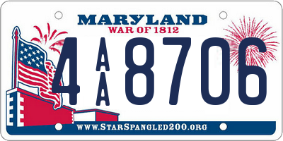 MD license plate 4AA8706