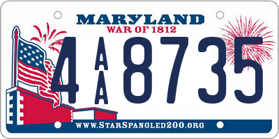 MD license plate 4AA8735