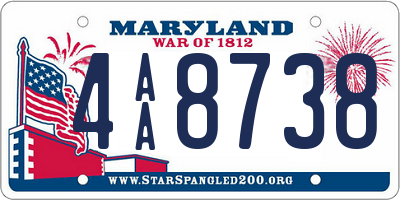 MD license plate 4AA8738