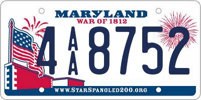 MD license plate 4AA8752