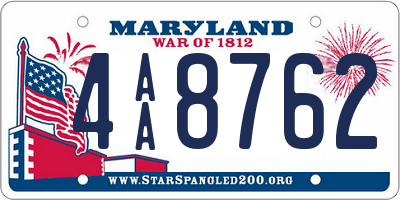 MD license plate 4AA8762