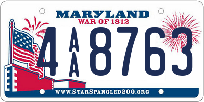 MD license plate 4AA8763