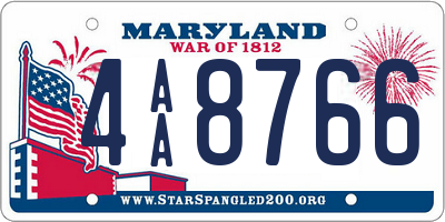 MD license plate 4AA8766