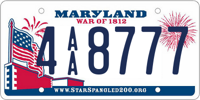 MD license plate 4AA8777