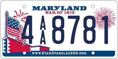 MD license plate 4AA8781