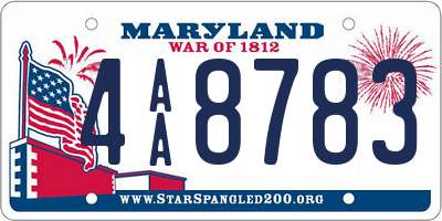 MD license plate 4AA8783