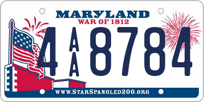 MD license plate 4AA8784