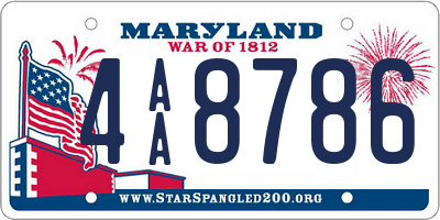 MD license plate 4AA8786