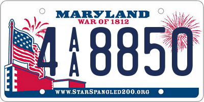 MD license plate 4AA8850